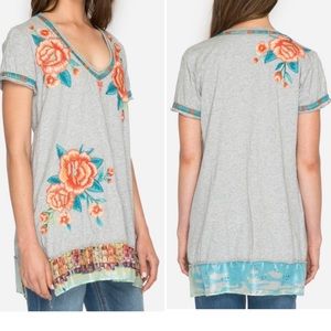 Johnny Was| AVELINE SCARF FLOUNCE GRAY TUNIC| Sz M